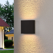 Lampenwelt Hoekige LED outdoor wandlamp Trixy in antraciet