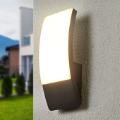 Lucande Gewölbte LED-Außenwandleuchte Siara, dunkelgrau