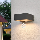 Lampenwelt Sensor-LED-buitenwandlamp Mahra, op zonne-energie