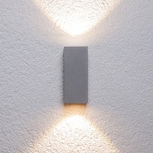 Lampenwelt Zilveren buitenwandlamp Tavi m. Bridgelux-LED