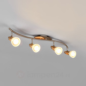 Lampenwelt 4-lamps houten LED-spot Marena, E14 LED