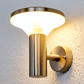 Lampenwelt Roestvrijstalen outdoor wandlamp Jiyan met LED