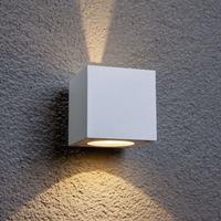 Lampenwelt Witte led-buitenwandlamp Jarno, kubusvormig