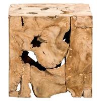 Leen Bakker Decoratief blok naturel teak Luuk - bruin - 37x37x37 cm