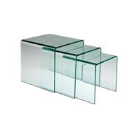 Kare Design Clear Club - Set Van 3 Bijzettafels - Helder Glas