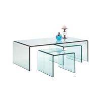Kare Design Clear Club - Set Van 3 Salontafels - Glas