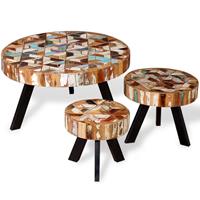 VidaXL Salontafel set massief gerecycled hout 3-delig