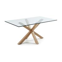 Kave Home - Argo tafel 160 cm glas hout effect benen