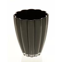 Bellatio Bloemvorm vaas zwart glas 17 cm