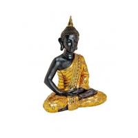 Bellatio Luxe boeddha beeld zwart/goud zittend 64 cm