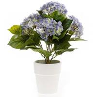 Kunstplant Hortensia blauw in pot 37 cm - Kamerplant blauwe Hortensia
