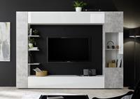 Kauf-Unique TV-Möbel TV-Wand SIRIUS - Weiß & Betonfarben
