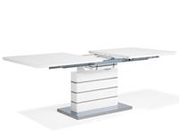 beliani Esszimmertisch Weiß mit Silber 90 x 180 cm Ausziehbar mdf Tischplatte Mittelsäule Rechteckig Modern - Weiß