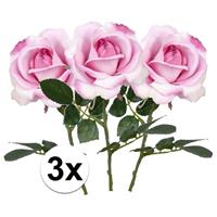 Bellatio 3x Roze rozen Carol kunstbloemen 37 cm Roze