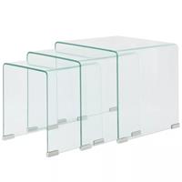 vidaXL Bijzettafel set 3-dlg transparant gehard glas