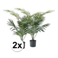 Bellatio 2x Groene palmboom kunstplant 90 cm in pot Groen