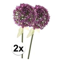 Bellatio 2x Roze/paarse sierui kunstbloemen 70 cm Paars