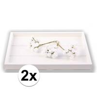 Rayher hobby materialen 2x Witte roosjes van satijn 12 cm Wit