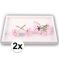 Rayher hobby materialen 2x Roze roosjes van satijn 12 cm Roze