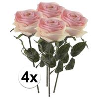 Bellatio 4x Licht roze rozen Simone kunstbloemen 45 cm Roze