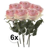 Bellatio 6x Licht roze rozen Simone kunstbloemen 45 cm Roze