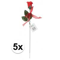 Voordelige rode rozen 5 stuks kunstbloemen 45 cm Rood