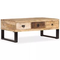 Salontafel met 3 lades 90x50x35 cm massief mangohout