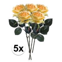 Bellatio 5x Gele rozen Simone kunstbloemen 45 cm Geel