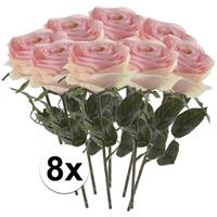 Bellatio 8x Licht roze rozen Simone kunstbloemen 45 cm Roze