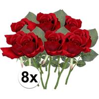 Bellatio 8x Rode rozen kunstbloemen 30 cm Rood