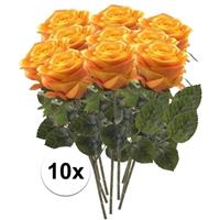 Bellatio 10x Geel/oranje rozen Simone kunstbloemen 45 cm Geel