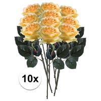 Bellatio 10x Gele rozen Simone kunstbloemen 45 cm Geel