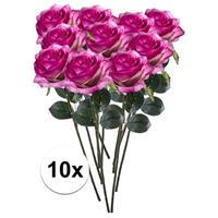 Bellatio 10x Paars/roze rozen Simone kunstbloemen 45 cm Paars