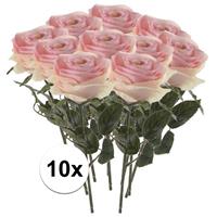 Bellatio 10x Licht roze rozen Simone kunstbloemen 45 cm Roze