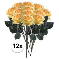 Bellatio 12x Gele rozen Simone kunstbloemen 45 cm Geel