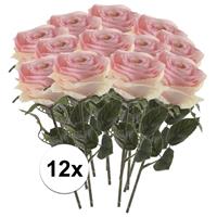 Bellatio 12x Licht roze rozen Simone kunstbloemen 45 cm Roze