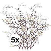 Bellatio 5x Bruine kronkelhazelaar kunstbloemen tak 66 cm Bruin