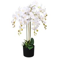 vidaXL Künstliche Orchidee mit Topf 75 cm Weiß Mehrfarbig
