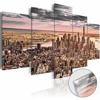 Afbeelding op acrylglas - New York, droomstad III, Beige/Roze, 5luik