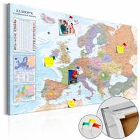 Afbeelding op kurk - World Maps: Europa, Multikleur , 1luik