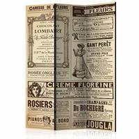 Vouwscherm - Vintage krant 135x172cm