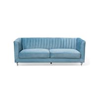 beliani 3-Sitzer Sofa Hellblau Samtstoff mit Steppung Hohen Armlehnen Transparenen Acryl-Füßen Dicken Sitzkissen Modern Glam Wohnzimmer Ausstattung - Blau