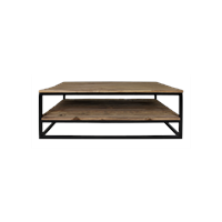 HSM Collection salontafel met onderplank Leroy - naturel/mat zwart - 120x70x44 cm