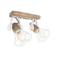 Steinhauer - Deckenleuchte Holz Deckenlampe schwenkbar Wandleuchte Industriell, Metall weiß, 2x E27 Fassungen, LxBxH 27x14x27 cm