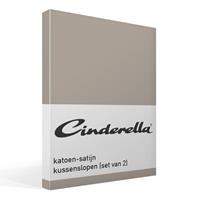Cinderella kussensloop katoen-satijn (2 stuks) - taupe - 60x70 cm