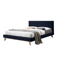 Beliani TALENCE Tweepersoonsbed Blauw Fluweel 180x200