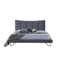 Beliani LANNION Tweepersoonsbed Grijs Fluweel 180x200