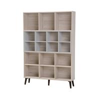 Beliani - Modernes Bücherregal Holzoptik hellbraun/grau mit 17 Fächern Holzbeine Alloa - Heller Holzfarbton