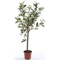 Bellatio Kunstplant groene olijfboom 65 cm in betonlook pot Groen