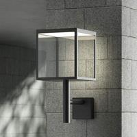 Lampenwelt.com LED-Außenwandleuchte Cube mit Glasschirm, graphit